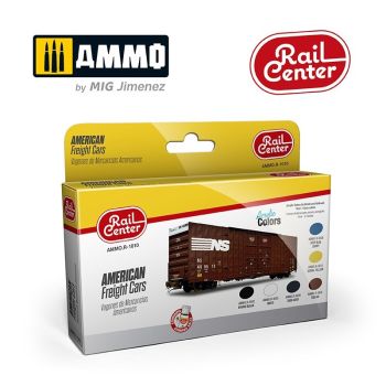 AMMO by Mig Jimenez - R-1010 Rail Center - American Freight Cars (6x 15ml, acrylic paints)