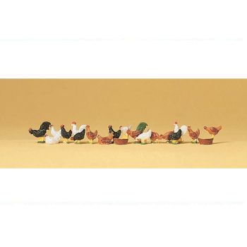Preiser - 14168 Hens & Cocks - HO Scale