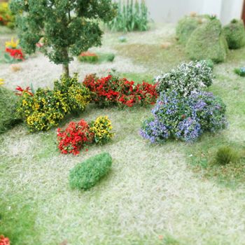 All Scale Scenics - 70001 Flower Bushes - Red, Pink, Yellow, Purple - HO Scale