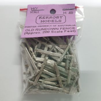 Kerroby Pewter Models - H48 Old Run Down Split Rail Fence - HO Scale