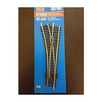 Peco - ST-241 No.2 Radius - L/H Turnout - Code 100 - Insulfrog - OO Scale