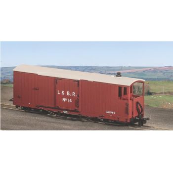 Peco - GR-240BO 8T Bogie Goods Brake Van Open Verandah L&B Red NO.14 - OO9 Scale