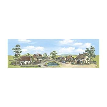 Peco - SK15 Backscene - Village with Pond (large)
