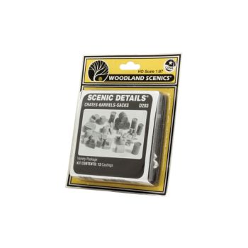 Woodland Scenics  - D203 - Crates, Barrels and Sacks - HO Scale 
