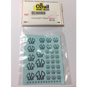 Ozrail Model Trains Pty Ltd - 0011 Black SAR Piping Shrike Decals