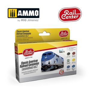AMMO by Mig Jimenez - R-1008 Rail Center - Classic American Railroad Companies. Locomotives Vol.2 (6x 15ml, acrylic paints)