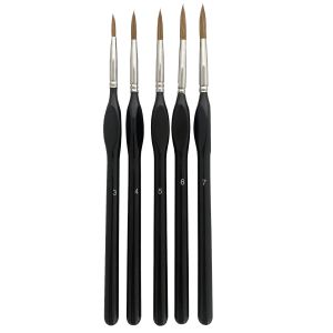 Ickysticky - 14017 Langhoa Wolf Hair Detail Paint Brush Set - 5 Pack, Sizes 3-7