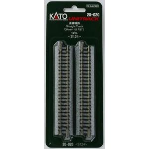 Kato - 20-020 Unitrack Ground Level 124mm Straight Track (4 per pack) - N Scale